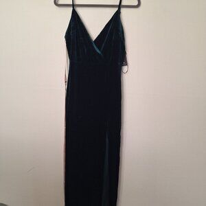 Lulus Graceful Glamour Emerald Green Velvet Surplice Maxi Dress